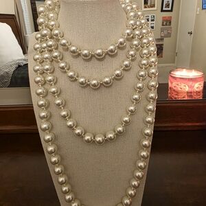 Classic Pearl-Effect Layered Necklace in Champagne
